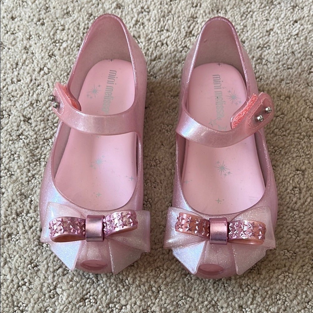 Mini Melissa Pink Dress Shoes with Bow